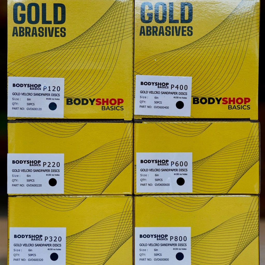 6" Gold Hook & Loop DA Abrasive Automotive Sandpaper 40-800 Grit 50/Box