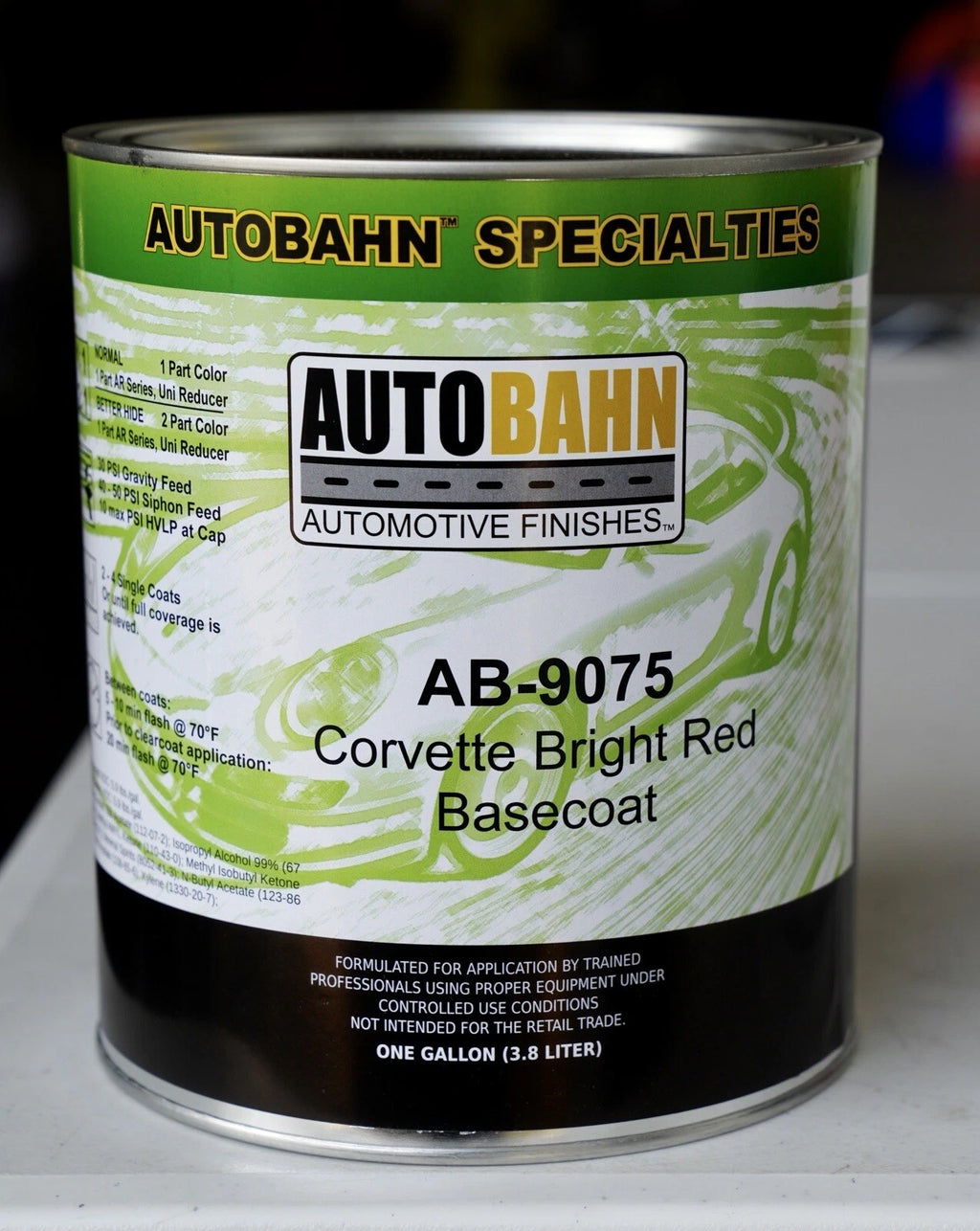 Autobahn Corvette Bright Red Basecoat Auto Paint GALLON Size. GM Code WA9075