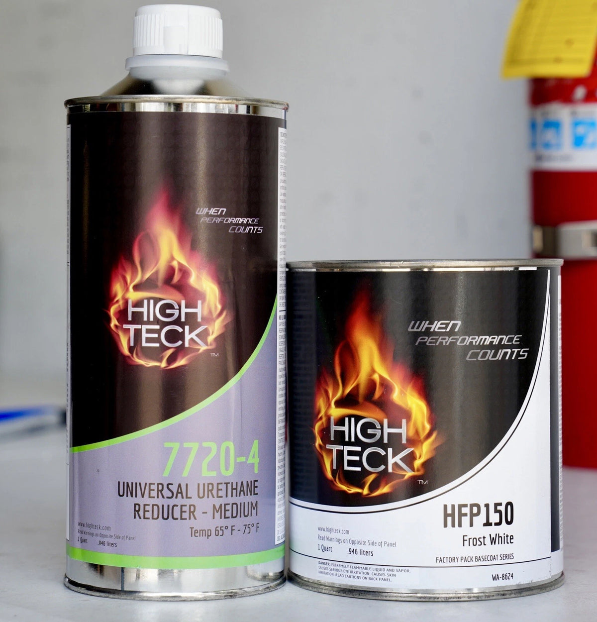 HIGH TECK HFP150 GM WA8624 FROST WHITE BASECOAT AUTO PAINT QUART SIZE+REDUCER!