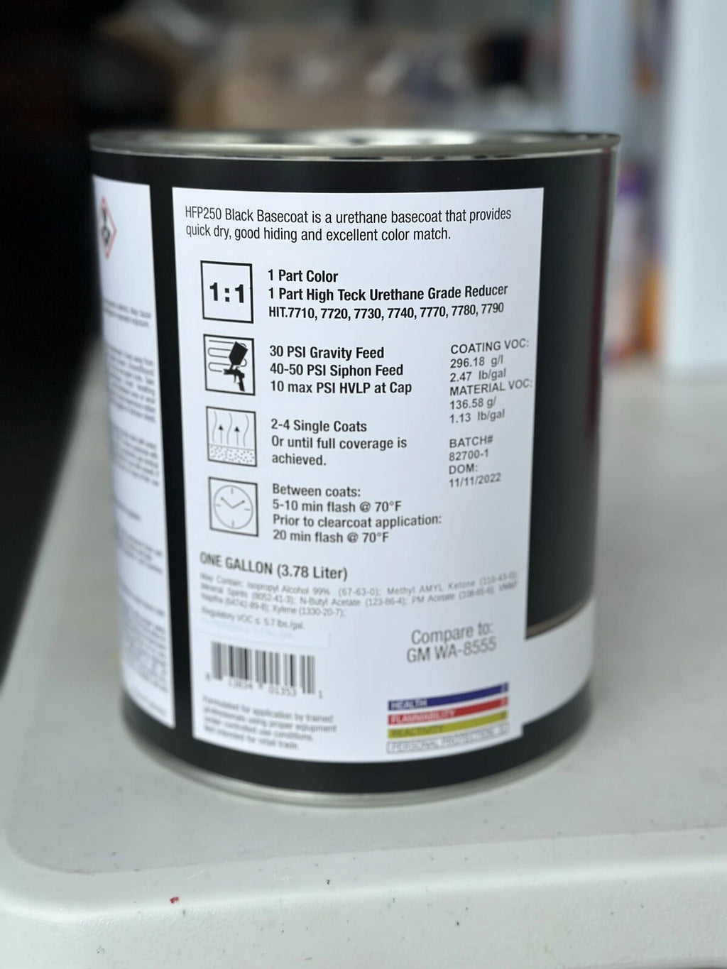 HIGH TECK HFP 250 GM 8555 EBONY BLACK BASECOAT AUTO PAINT GALLON SIZE!
