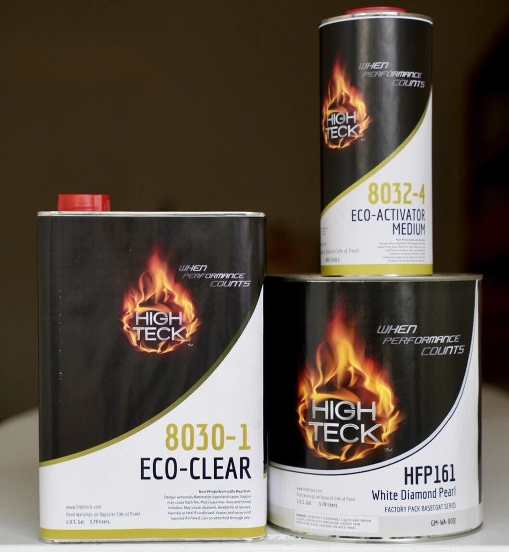 High Teck 8030 White Diamond Pearl Midcoat Paint & Clearcoat Gallon Kit! GM 800J