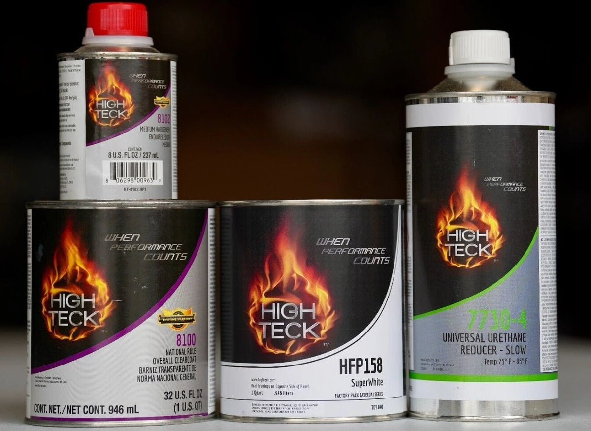 High Teck Super White Basecoat Paint, Reducer, Clearcoat QUART Kit! Toyota 040