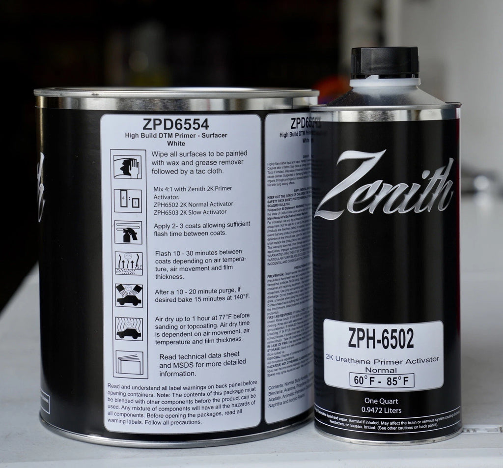 Zenith ZPD6554 Auto 2K Urethane High Build DTM Primer Surfacer WHITE GALLON Kit!