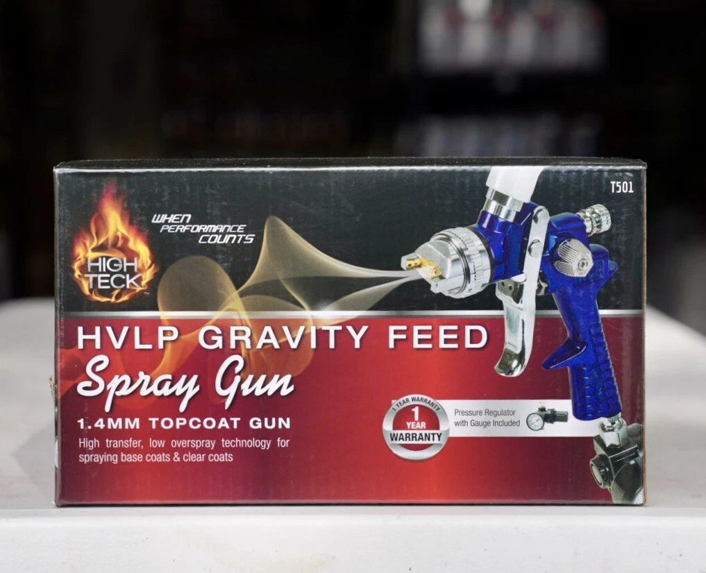 High Teck HVLP Gravity Feed Spray Gun 1.4 MM Tip Topcoat Gun T501 FREE SHIPPING!